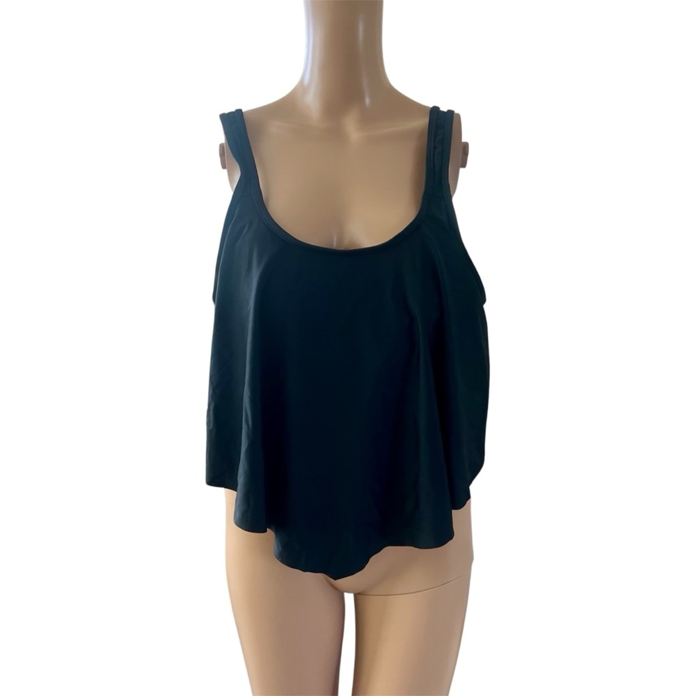 I2CRAZY Black Ruffled Flounce Tankini Top